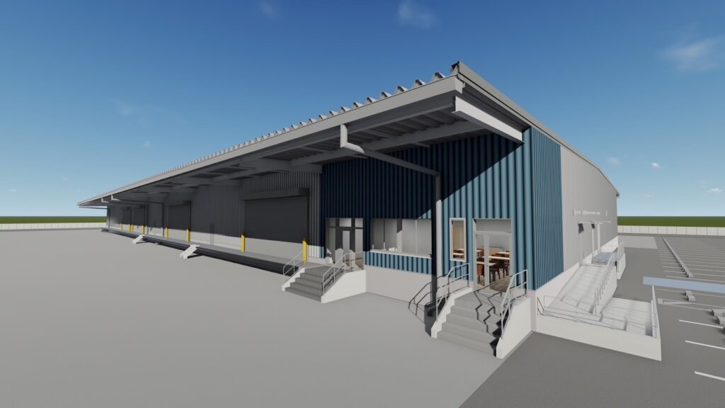 県北エリアでの物流需要の掘り起こしを目指す津山物流センター（完成予想図）