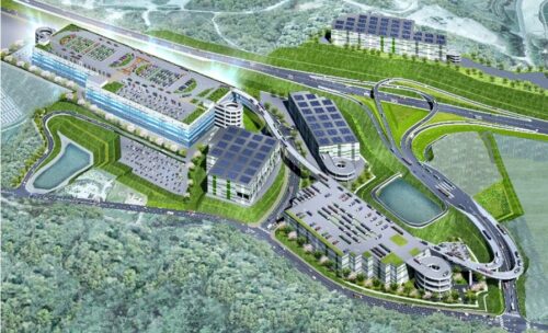 三菱地所が整備を計画する京都府城陽市の次世代基幹物流施設（完成予想図）